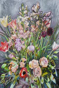 Bouquet of flowers with gray background ©Peter Weidenbaum